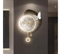 YHWKGZ Horloge Murale de décoration 3D, Horloge Suspendue décorative avec lumière LED, Pendules Murales silencieuse créative, Sculpture Murale à Motif de Lune(Model H,19.6"x29.5"/50x75cm)