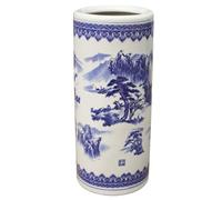 YHWKGZ Porte-Parapluie Classique en céramique avec Motif Floral, Porte Parapluie Rond, Porte-parapluies, bac de Rangement for Salon, Chambre à Coucher, Maison(Blauw,20.4x14.1in/52x36cm)