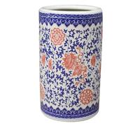 YHWKGZ Porte-Parapluie Classique en céramique avec Motif Floral, Porte Parapluie Rond, Porte-parapluies, bac de Rangement for Salon, Chambre à Coucher, Maison(Rosso,20.4x14.1in/52x36cm)