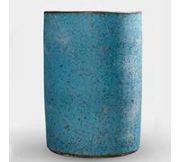 YHWKGZ Porte-Parapluie Rond avec Vernis à Bulles Bleu, Grand Porte-parapluies en céramique avec Seau de Rangement en Canne for la Maison, Le Bureau, l'entrée(16.9x11.4in/43x29cm)