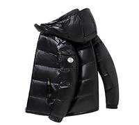 YHWW Doudoune,Nouvelle Doudoune Brillante pour Hommes épaissie Section Courte Veste en Duvet Respirante à Capuche et résistante au Froid pour Hommes,2008 Noir,M