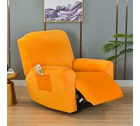YHWW Housse De Fauteuil Relax 4 -Pièces Extensible Velours Housse De Chaise Inclinable 1 Places Housse de Fauteuil Canapé avec Poche Latérale Antidérapant Lavable Couvre De Canapé Fauteuil Relax