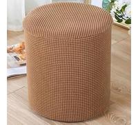 YHWW Housse de protection pour repose-pieds carré/rond, en jacquard extensible, antidérapante, avec élastique en bas, lavable, rouge/gris/marron/beige