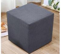 YHWW Housse de protection pour repose-pieds carré/rond, en jacquard extensible, antidérapante, avec élastique en bas, lavable, rouge/gris/marron/beige