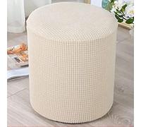 YHWW Housse de protection pour repose-pieds carré/rond, en jacquard extensible, antidérapante, avec élastique en bas, lavable, rouge/gris/marron/beige