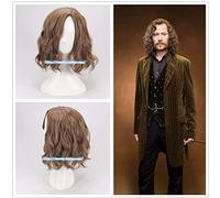 YHWW Sirius Perruque Bouclée Marron + Casquette de Perruque en Synthétique pour Femme, Rétro, Wig, Costume de Cheveux Noirs pour Halloween et Jeu de Rôle