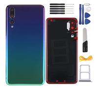 YHX-OU 6.1'' Couvercle de batterie pour Huawei P20 Pro Cache batterie de rechange Vitre arrière, Coque arrière de Batterie Remplacement + Outil d'installation (Aurora Blue)