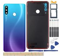 YHX-OU 6.15'' Aurora-Blue Cache Batterie pour Huawei P30 Lite 48MP Nova 4E Vitre arrière, Coque arrière de Batterie Remplacement pour Huawei P30 Lite + Outil d'installation