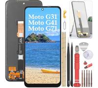 YHX-OU 6.4'' Noir Écran Complet Tactile pour Motorola Moto G31 XT2173-3 Moto G41 XT2167-2 Moto G71 5G Écran LCD Ensemble de numériseur Tactile Remplacement avec Outil d'installation + Verre trempé