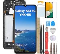 YHX-OU 6.5'' Noir Écran Complet avec châssis pour Samsung Galaxy A13 5G SM-A136B SM-A136B/DSN SM-A136BZKUEUB Écran LCD Ensemble de numériseur Tactile Remplacement d'écran avec Outil d'installation
