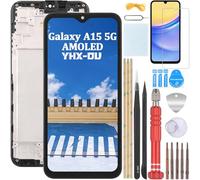 YHX-OU 6.5" Noir Kit AMOLED Écran LCD avec Châssis pour Samsung Galaxy A15 5G SM-A156B SM-A156P SM-A156U Écran Complet Tactile LCD Display de Rechange avec Film de Protection D'écran et Outils
