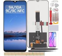 YHX-OU 6.53" Noir Écran pour Xiaomi Redmi 10A Redmi 9A Redmi 9C Redmi 9C NFC Écran LCD Complet Ensemble de numériseur Tactile Remplacement d'écran avec Outil d'installation + Verre trempé