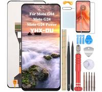 YHX-OU 6.56'' Noir Écran LCD de Rechange pour Motorola Moto G04 G24 G24 G24 Power Écran Complet Tactile LCD Display de Rechange et Outils + Verre trempé