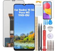 YHX-OU 6.58" Noir Écran LCD pour Xiaomi Redmi 10 5G 22041219G Poco M5 22071219CG LCD Display Assemblé Ecran Complet Tactile Remplacement d'écran + Outil + Verre trempé