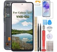 YHX-OU 6.6" Bleu Kit Incell Écran LCD avec Châssis pour Samsung Galaxy A55 5G Écran Complet Tactile pour Samsung A55 5G LCD Display de Rechange avec Film de Protection D'écran et Outils