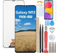 YHX-OU 6.6" Écran Complet Tactile pour Samsung Galaxy M13 4G SM-M135F SM-M135FU Écran LCD Ensemble de numériseur Tactile Remplacement d'écran avec Outil d'installation +Verre trempé (Noir)