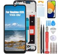 YHX-OU 6.6" Noir+Cadre Écran Tactile LCD de Rechange pour Realme C35 4G RMX3511 Écran Complet Tactile LCD Display de Rechange avec Film de Protection D'écran et Outils