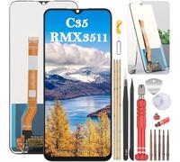 YHX-OU 6.6'' Noir Écran Complet Tactile LCD de Rechange pour Realme C35 4G RMX3511 Écran LCD Ensemble de numériseur Tactile Remplacement d'écran avec Outil d'installation