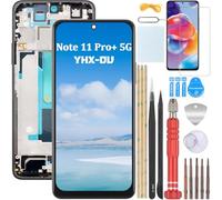 YHX-OU 6.67" Noir Écran LCD avec Châssis pour Xiaomi Redmi Note 11 Pro+ 5G 21091116UG, 21091116UC Écran Complet Tactile LCD Display de Rechange avec Film de Protection D'écran et Outils