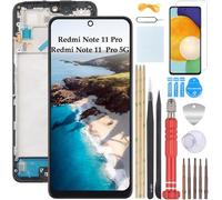 YHX-OU 6.67'' Noir Kit Écran LCD avec Châssis pour Xiaomi Redmi Note 11 Pro Redmi Note 11 Pro 5G Écran Complet Tactile LCD Display de Rechange avec Film de Protection D'écran et Outils