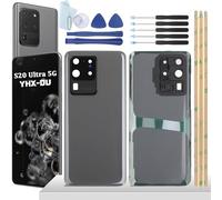 YHX-OU 6.9'' Gris Cache Batterie pour Samsung Galaxy S20 Ultra Galaxy S20 Ultra 5G Vitre Arrière, Couvercle de Batterie Remplacement pour S20 Ultra 5G S20 Ultra+ Outil d'installation