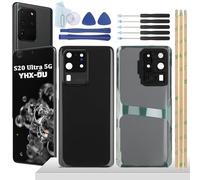 YHX-OU 6.9'' Noir Cache Batterie pour Samsung Galaxy S20 Ultra Galaxy S20 Ultra 5G Vitre Arrière, Couvercle de Batterie Remplacement pour S20 Ultra 5G S20 Ultra+ Outil d'installation