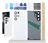 YHX-OU Blanc Couvercle de Batterie pour Samsung Galaxy S22 Ultra 5G Coque arrière de Batterie de Rechange, Cache Batterie avec Lentille de Caméra pour Galaxy S22 Ultra 5G + Outils