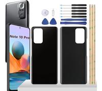 YHX-OU Couvercle de Batterie pour Xiaomi Redmi Note 10 Pro M2101K6G M2101K6R Coque vitre arrière de Rechange, Cache Batterie pour Redmi Note 10 Pro + Outils (Noir)
