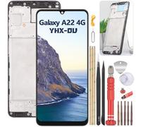 YHX-OU Incell Noir+Cadre Dispay pour Samsung Galaxy A22 4G SM-A225F A225F/DS A225M A225M/DS Écran LCD Tactile Assemblage de Rechange avec Outil d'installation + Galaxy A22 Verre trempé
