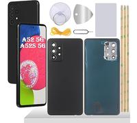 YHX-OU Noir Cache Batterie pour Samsung Galaxy A52 5G Galaxy A52s 5G Vitre arrière avec lentille, Coque arrière de Batterie Remplacement + Outil d'installation
