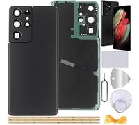 YHX-OU Noir Couvercle de Batterie pour Samsung Galaxy S21 Ultra 5G Coque arrière de Batterie de Rechange, Cache Batterie avec Lentille de Caméra pour Galaxy S21 Ultra 5G + Outils