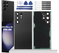 YHX-OU Noir Couvercle de Batterie pour Samsung Galaxy S23 Ultra 5G Coque arrière de Batterie de Rechange, Cache Batterie avec Lentille de Caméra pour Galaxy S23 Ultra 5G + Outils