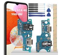 YHX-OU Prise de charge 6,6" pour Samsung Galaxy A14 4G SM-A145P SM-A145R - Connecteur dock - Port de charge - Microphone - Câble audio jack flexible + outil d'installation