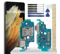 YHX-OU Prise de charge 6,8" pour Samsung Galaxy S21 Ultra 5G SM-G998B SM-G998B/DS - Connecteur dock - Port de charge - Microphone - Câble audio jack flexible + outil d'installation