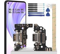YHX-OU Prise de charge pour Xiaomi Mi 11 Lite 4G Mi 11 Lite 5G M2101K9AG Connecteur Dock Port Charger Port de Charge Microphone Audio Jack Câble Flex + Outil d'installation