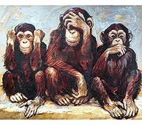 YHX926 Diamond Painting,Ale Trois Singes,5D Broderie Diamant kit Complet,DIY Perle Diamant à Coller Tableau Peinture,Canevas Point de Croix Kits pour la Deco Chambre 30x40cm