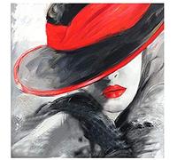 YHX926 Diamond Painting,Chapeau Haut de Forme Rouge,5D Broderie Diamant kit Complet,DIY Perle Diamant à Coller Tableau Peinture,Canevas Point de Croix Kits pour la Deco Chambre 30x40cm