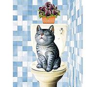 YHX926 Diamond Painting,Chat de toilette,5D Broderie Diamant kit Complet,DIY Perle Diamant à Coller Tableau Peinture,Canevas Point de Croix Kits pour la Deco Chambre 30x40cm
