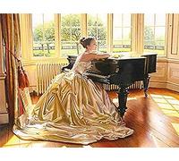 YHX926 Diamond Painting,Fille de piano,5D Broderie Diamant kit Complet,DIY Perle Diamant à Coller Tableau Peinture,Canevas Point de Croix Kits pour la Deco Chambre 30x40cm