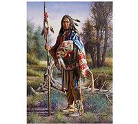 YHX926 Diamond Painting,Guerrier indien,5D Broderie Diamant kit Complet,DIY Perle Diamant à Coller Tableau Peinture,Canevas Point de Croix Kits pour la Deco Chambre 30x40cm