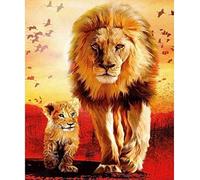YHX926 DIY Point de Croix Kit pour Debutant Adulte,Canevas Point de Croix Kit Complet Enfant,11CT Toile pré-imprimé,Grand Lion,Noel Décoration de la Maison 40x50cm