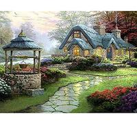 YHX926 DIY Point de Croix Kit pour Debutant Adulte,Canevas Point de Croix Kit Complet Enfant,11CT Toile pré-imprimé,Paysage Rural,Noel Décoration de la Maison 40x50cm