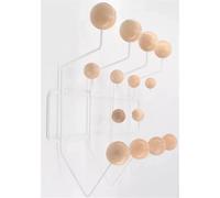 YHXAIQ Patère Boule en Bois Massif - Fixation Murale sans Perçage, Crochets Adhésifs Métal + Bois pour Entrée, Chambre ou Salle(Color 3)
