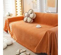 YHXBD Jeté de canapé chenille 1/2/3/4 places, simple couleur unie, épais, réversible, polyvalent, pour canapé, sofa, lit, orange, 180 x 230 cm