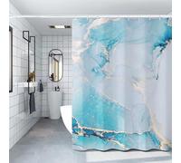 YHXBD Rideau De Douche À Texture De Marbre pour Salle De Bain, Rideau De Salle De Bain Esthétique Simple Bleu, Rideau De Bain Imperméable Et Résistant À La Moisissure,A-05,90x180CM
