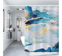 YHXBD Rideau De Douche À Texture De Marbre pour Salle De Bain, Rideau De Salle De Bain Esthétique Simple Bleu, Rideau De Bain Imperméable Et Résistant À La Moisissure,A-10,180x200CM