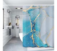 YHXBD Rideau De Douche À Texture De Marbre pour Salle De Bain, Rideau De Salle De Bain Esthétique Simple Bleu, Rideau De Bain Imperméable Et Résistant À La Moisissure,A-07,120x180CM