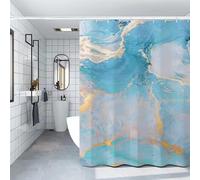 YHXBD Rideau De Douche À Texture De Marbre pour Salle De Bain, Rideau De Salle De Bain Esthétique Simple Bleu, Rideau De Bain Imperméable Et Résistant À La Moisissure,A-04,150x180CM