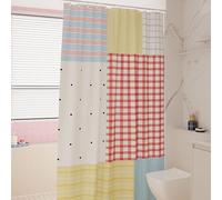 YHXBD Rideau De Douche Fille Rose pour Salle De Bain, Rideau De Bain en Polyester À Motif De Couture À Rayures Géométriques Simples, Rideau De Baignoire Imperméable Épaissi,A-01,240x200CM