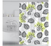 YHXBD Rideau De Douche Simple Blanc pour Salle De Bain, Rideau De Salle De Bain en Tissu Polyester À Feuilles Géométriques, Rideau De Baignoire Imperméable Et Résistant À La Moisissure,A-08,180x180CM